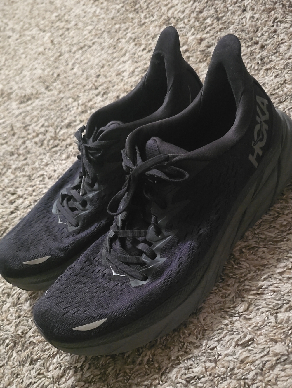 Hoka Clifton 8 Men's All Black Athletic Running Shoes